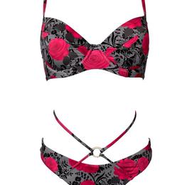 Two-piece swimsuit with floral pattern