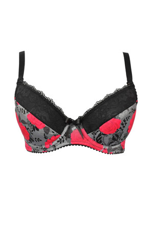 Bra with floral pattern and lace